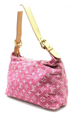 Louis Vuitton Fuchsia Denim Bag Baggy Shoulder Pink Semi One Monogram